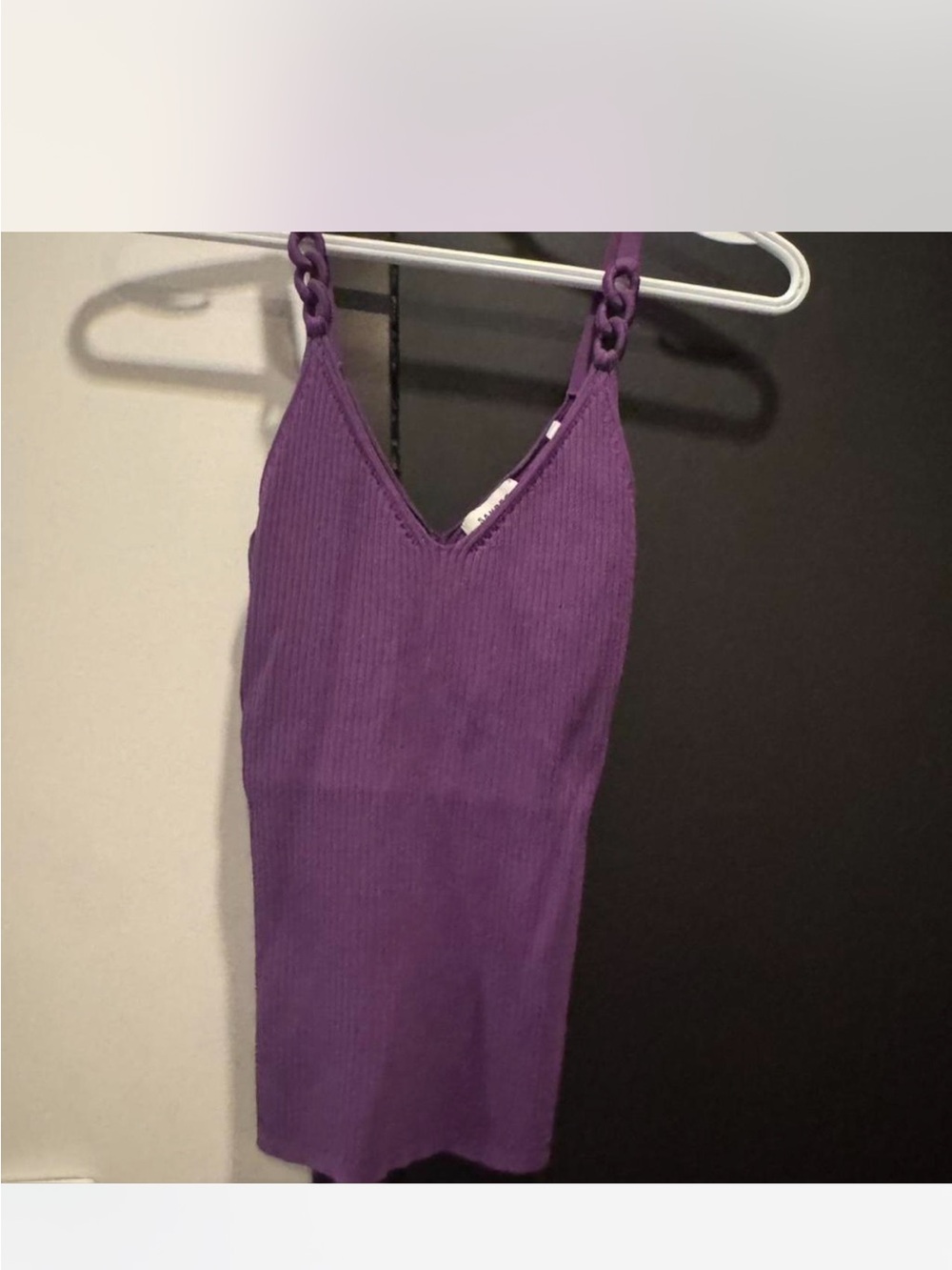 Sandro Purple Ribbed Tank with Braided Straps